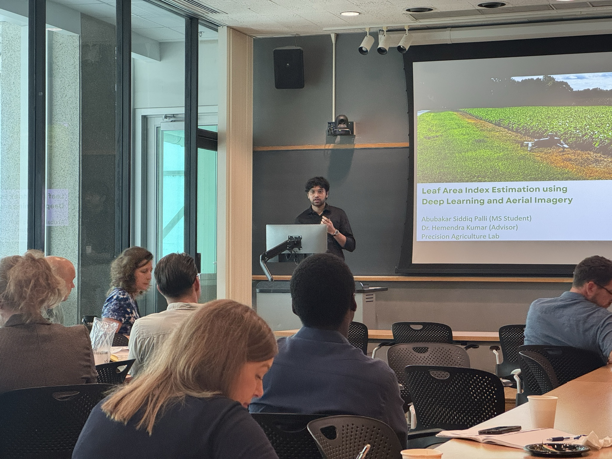 Abubakar presenting Leaf Area Index estimation research